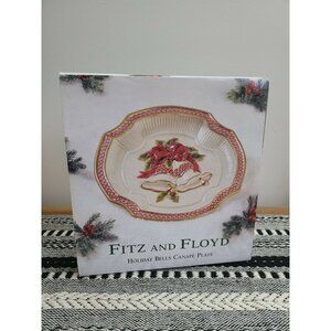 FITZ & FLOYD HOLIDAY BELLS Canape Plate NEW IN BOX Retired